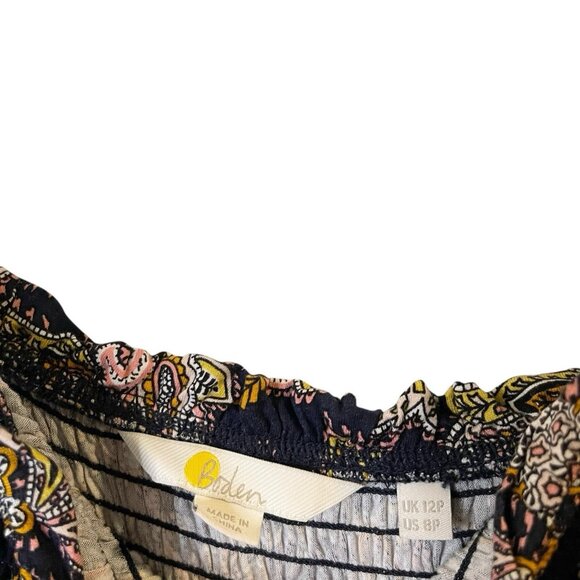 Boden Convertible‎ Strapless Jersey Maxi Dress Paisley Smocked Soft Size 8P Navy - Picture 6 of 7